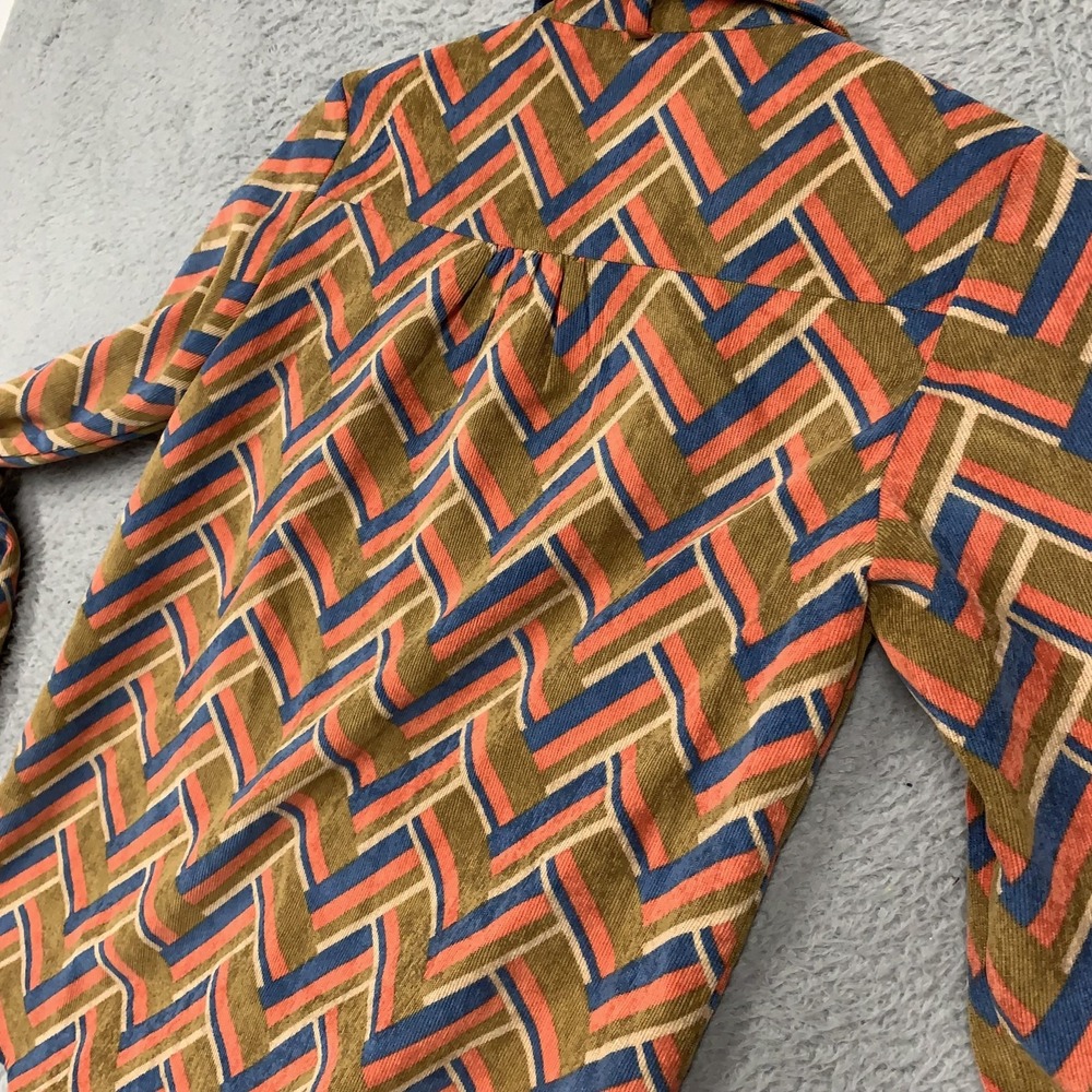 FANSILANEN Shirt Womens XS Multicolor Corduroy Geometric Button Up Long Sleeve - Picture 12 of 16